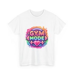 GYM MODE” Neon Rainbow Fitness Tee – Cute Workout Shirt for Gym Girls & Fitness Lovers